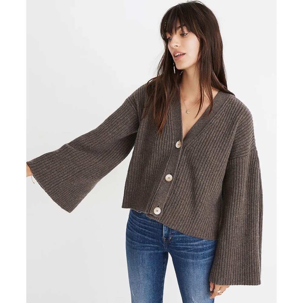 Madewell Wide-Sleeve Crop Cardigan Sweater